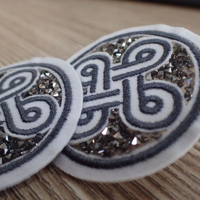 Imitation Diamond Custom Embroidered Patches With Fashion Design