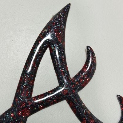 고주파 3D TPU 에보스 로고 가방에 대한 빨간 금속 열 전달 라벨