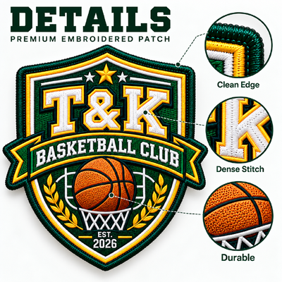 Custom High Density Embroidered Sports Patches for Basketball Teams and Apparel
